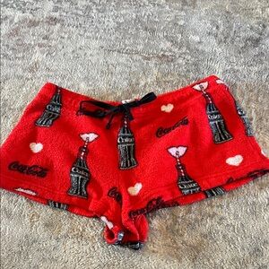 Coca Cola Red and Black Bottle Print Pajama Shorts